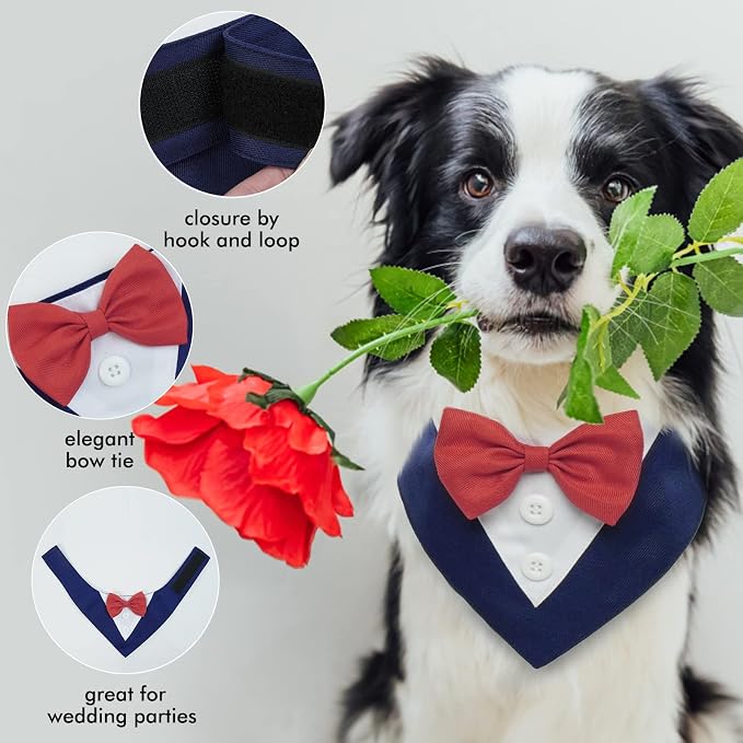 FUAMEY Dog Tuxedo for Medium Dogs, Dog Formal Suit Dogs Attire Pet Bow Tie - Image 5