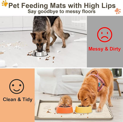 Dog Food and Water Mat 28x20 Inch Sand Color - Image 2