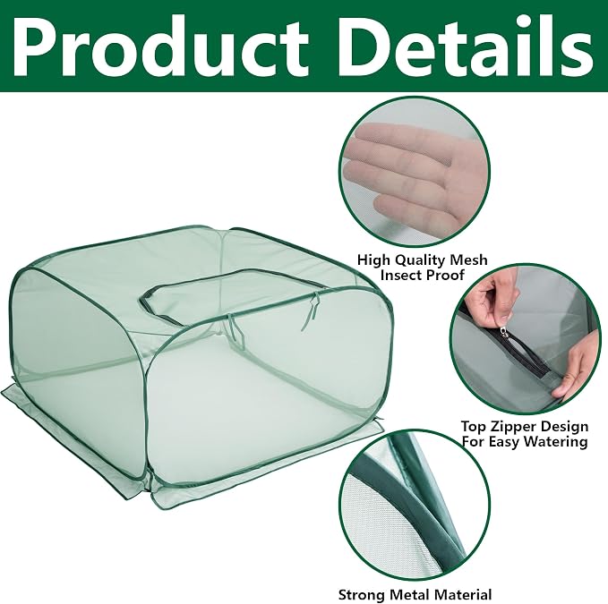 2 Pcs Pop Up Mesh Plant Cover, Garden Net Cage Guard Cover - Image 3