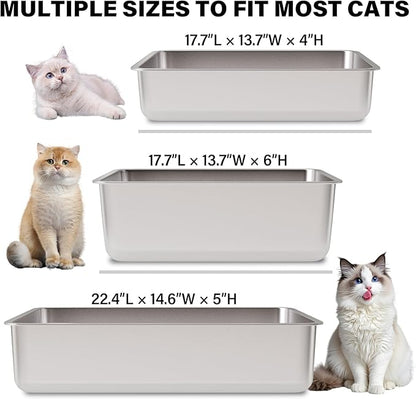 Stainless Steel Litter Box 2 Pack, Metal Litter Box - Image 6