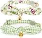 2 Pack Cotton Cat Collar, Removable Bowtie, Floral Pattern, Safety Breakaway by Petiry
