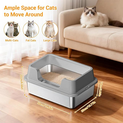 Stainless Steel Litter Box, XL Enclosed Cat Litter Boxes - Image 7