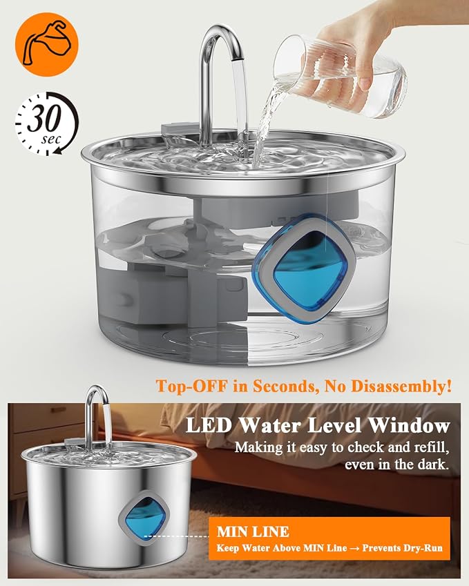 Cat Water Fountain Stainless Steel - Image 5