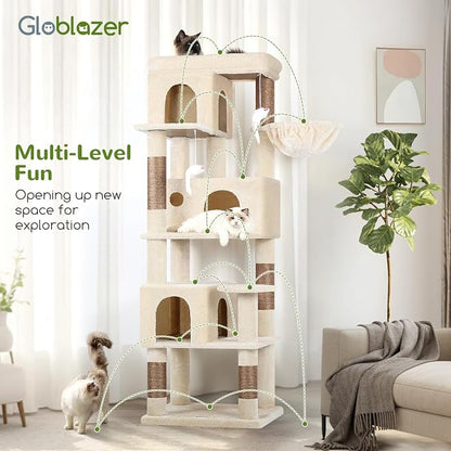 Globlazer Corner Cat Tree 66 inch Multi-Level Climbing Tower Kitty Condos Cat - Image 7