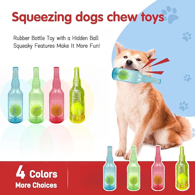 Cute Tough Dog Toy Rubber Bottle Squeaky Dogs Chew Toy Long Lasting Interactive - Image 6