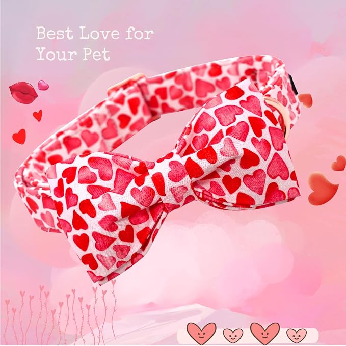 Lionheart glory Dog Bow Collar Valentine's Day Dog Collars Adjustable Soft Red - Image 3