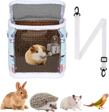 Guinea Pig Carrier with Water Feeder, Small Animal Hamster Carry Pouch with - Image 2