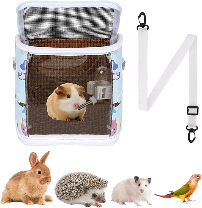 Guinea Pig Carrier with Water Feeder, Small Animal Hamster Carry Pouch with by Unknown