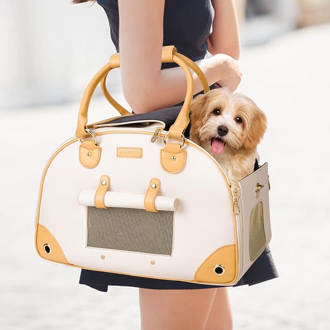 Dog Carrier, Cat Carrier, Pet Carrier, Foldable Premium PU Leather Dog Purse by WelcomeToJohomviin