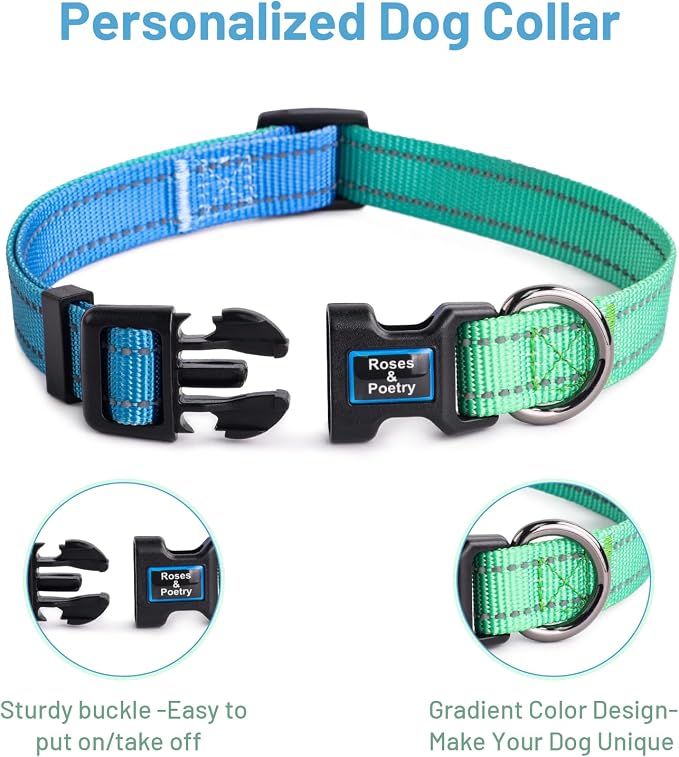 Roses&Poetry Large Dog Collar, Adjustable Reflective Durable Pet Collars - Image 2
