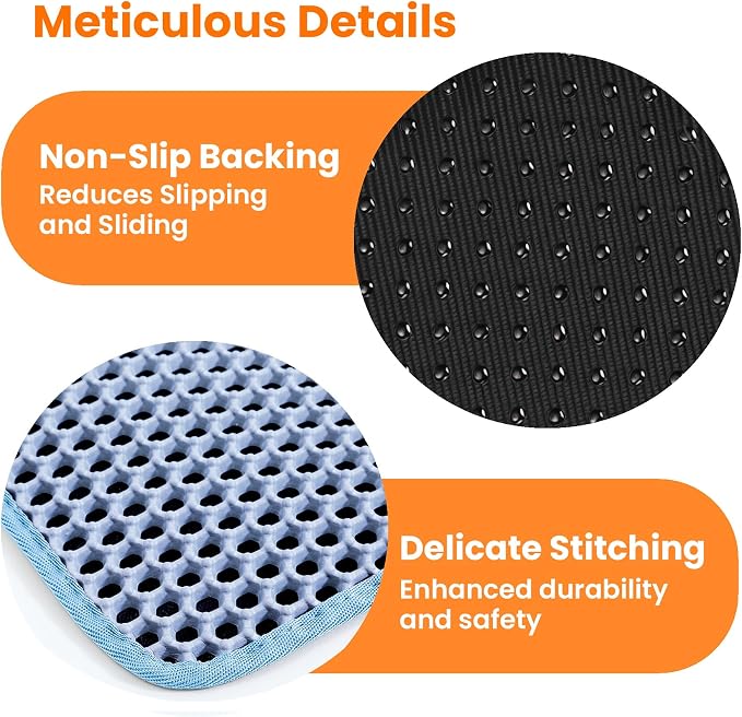 Jumbo Cat Litter Mat, 46x26 Inches Double Layer Honeycomb Litter Trapping Mat - Image 8