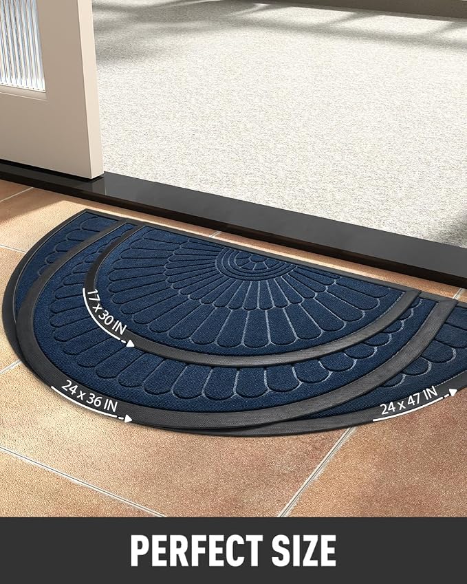 tchdio Door Mat Outdoor Indoor Entrance Doormat-Semicircular Durable Rubber Non - Image 6