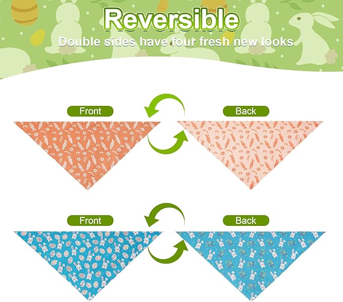 Easter Dog Bandanas Small 2PCS, 4 Pattern Colorful Scarf - Image 6