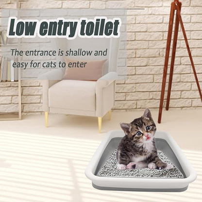 2 Pack Collapsible Small Cat Litter Box, Open Kitten Litter Potty Pan Low Entry - Image 5