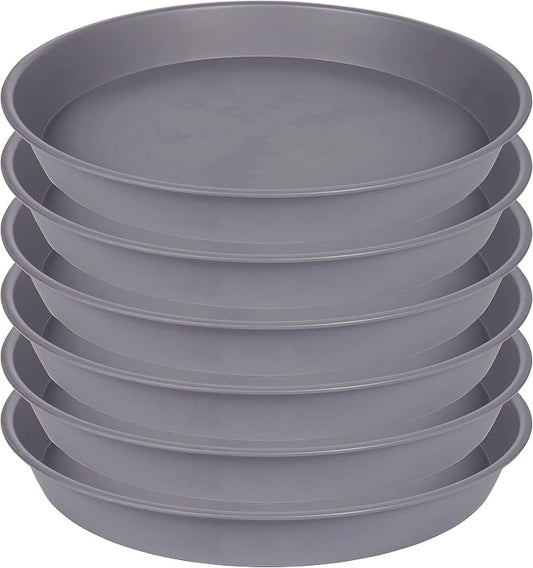 6 Pack Planter Saucer Tray Gray, 4 6 8 10 12 13 15 17 19 inch Pot Saucers by Bleuhome
