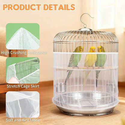 Bird Cage Cover, Circumference 40-68 inches Bird Cage Seed Catcher, Adjustable - Image 3