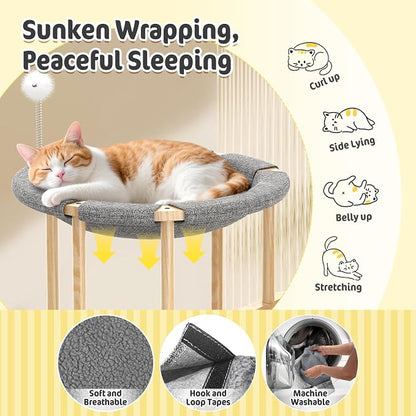 Pawaboo Elevated Cat Hammock Bed, 2-Tier Cats Bed - Image 4