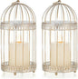 NUPTIO Decorative Bird Cage Lantern: 2 Set of 10 inch Tall Rustic White by Nuptio