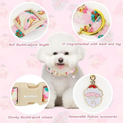Christmas Dog Collar for Extra Small Dogs, Adjustable Poly-Cotton Fabric Collar - Image 3