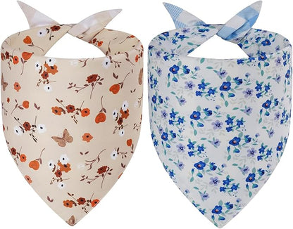 Spring Dog Bandanas Large 2PCS, 4 Pattern Summer Floral Scarf by Unknown