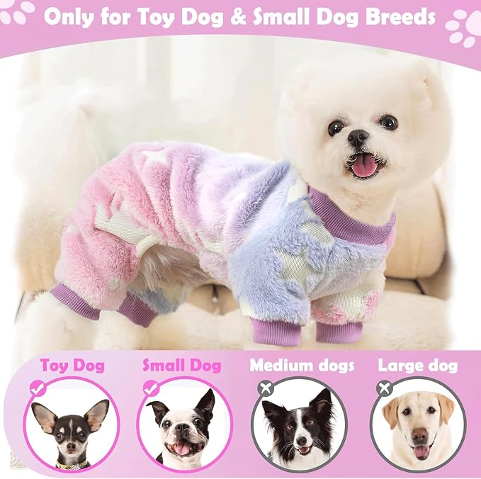 Dog Sweaters Small Girl Warm Fleece Pajamas, Cute Extra Small Dog Clothes - Image 3