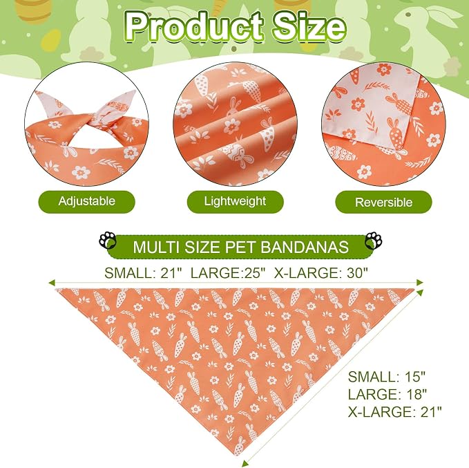Easter Dog Bandanas Large 2PCS, 4 Pattern Colorful Scarf - Image 3