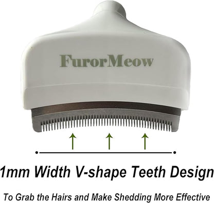 Pet Deshedding Tool with Curve Blade, Cat Grooming Brush, Tight V-shaped Teeth - Image 3