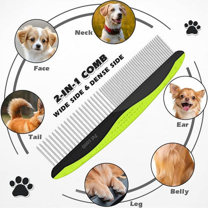 3PCS Pet Grooming Rake & Metal Comb & Flea Comb - Image 4