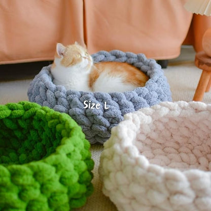 Cat Nest Bed - Premium Self Warming Handwoven Washable Extra Soft Round Cave - Image 2
