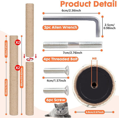 PowerKing Natural Sisal Replacement Scratching Post, 4 Pieces M8 Cat Scratch - Image 5