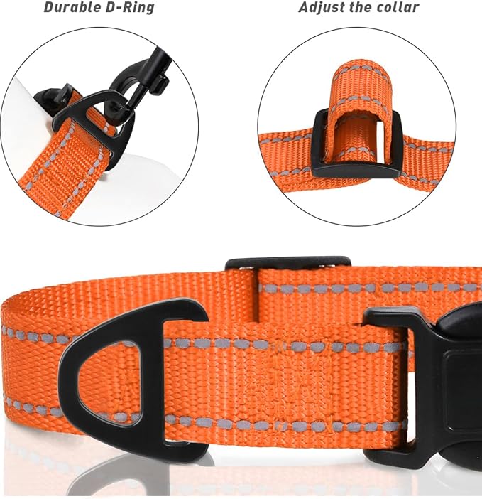 TagME Reflective Nylon Dog Collars, Adjustable Classic Pet Collar - Image 3