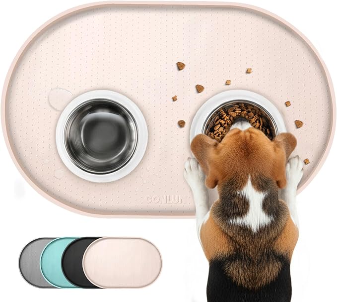 Dog Food Mat, 1/2 Inch Raised Edges Cat Feeding Mat, BPA-Free Silicone Pet Food by Conlun