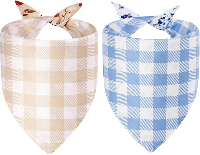 Spring Dog Bandanas Large 2PCS, 4 Pattern Summer Floral Scarf - Image 2