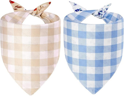 Spring Dog Bandanas Large 2PCS, 4 Pattern Summer Floral Scarf - Image 2