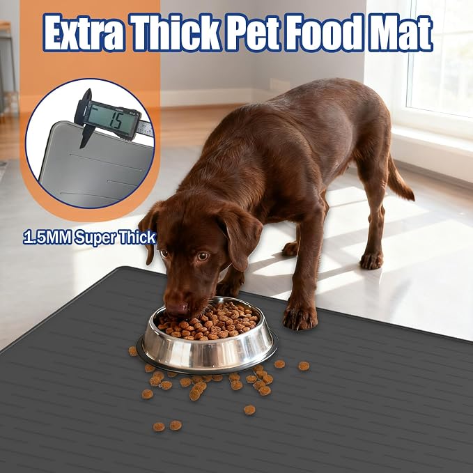 48"x32" Extra Large Pet Food Mat, 1.5MM Super Thick Silicone Dog Mats - Image 5