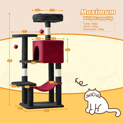 Sweetcrispy 44 inch Cat Tree Tower, Small Cat Climbing Tower - Image 3