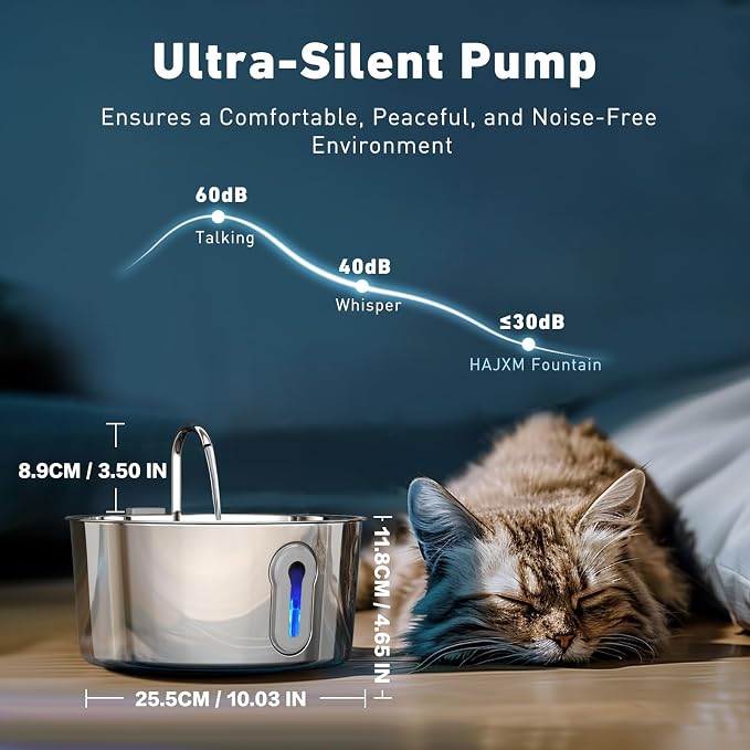 Stainless Steel Cat Water Fountain, 135oz/4L Automatic Pet Fountain Dog Water - Image 4