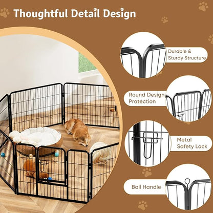 DUMOS Dog Playpen Indoor, Metal 32 Inch 8 Panels Foldable Pet Fence - Image 3