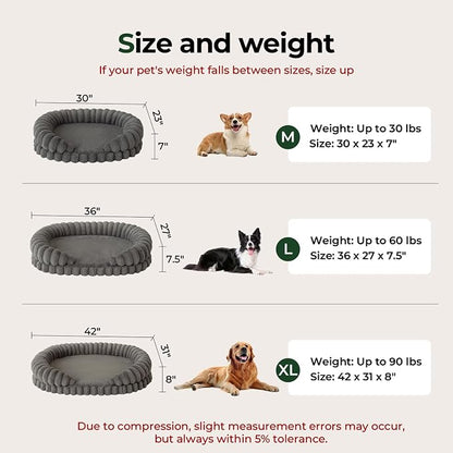BALANCE Calming Dog Bed for Medium Sized Dogs, 30 Inches Oval Washable Pet Bed - Image 7