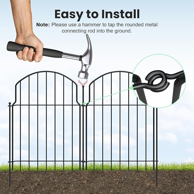 10Pcs Decorative Garden Fence, 20in/10.8ft Rustproof Metal Fences Animal - Image 3