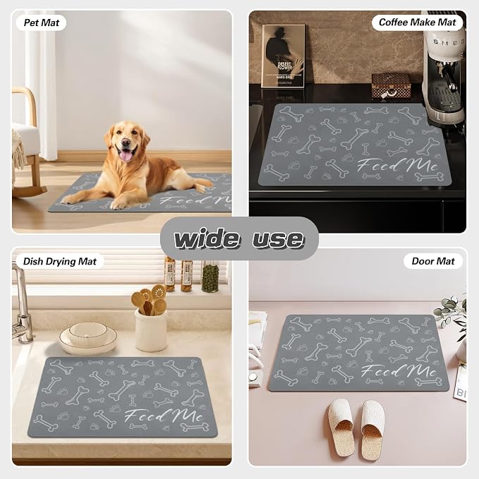 Le courant Dog Bowl Mats for Feeding, Cat Feeding Mat, Non-Slip Super Absorbent - Image 4