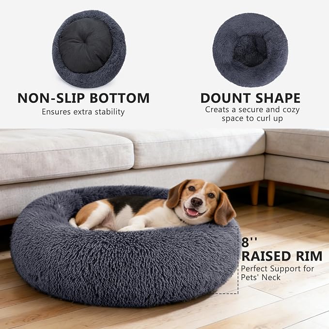 MIXJOY Orthopedic Dog Bed Comfortable Donut Cuddler Round Dog Bed Ultra Soft - Image 2