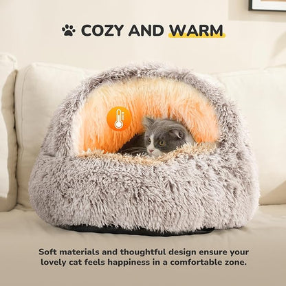 CATISM Plush Hooded Cat Bed, Calming Nest, Self-Warming Cave, Cozy Pod - Image 5