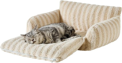 Hollypet Cat Bed Fluffy Plush Mutifuctional Double-Layer Soft Pet Couch - Image 2