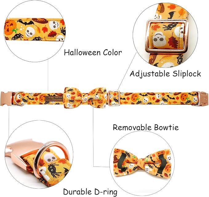 Halloween Dog Collar, Pet Collar Bow Fall Puppy Collar Girl Boy Holiday Collars - Image 2