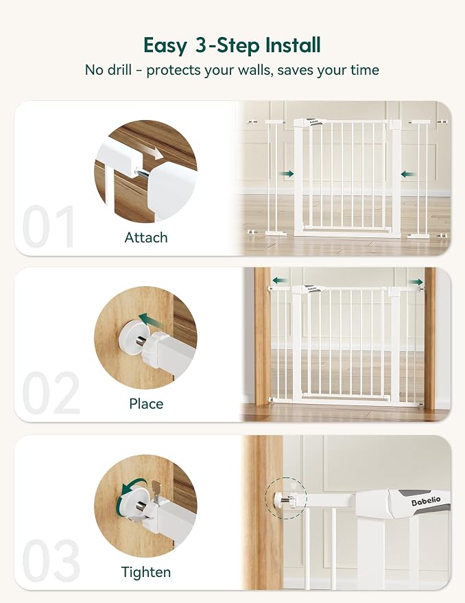 Babelio Baby Gate for Doorways and Stairs, 36“ Tall Pet Gate, PressGuard P7 - Image 5