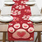 Valentines Day Dog Cat Paw Prints Table Runner, Anniversary Wedding Burlap by Croar