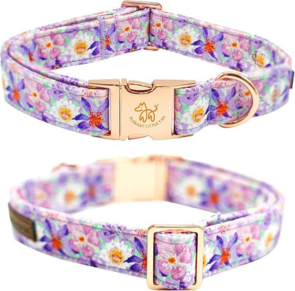 Elegant little tail Dog Collar, Rose Print Pet Collar Summer Dog Collar Durable - Image 3