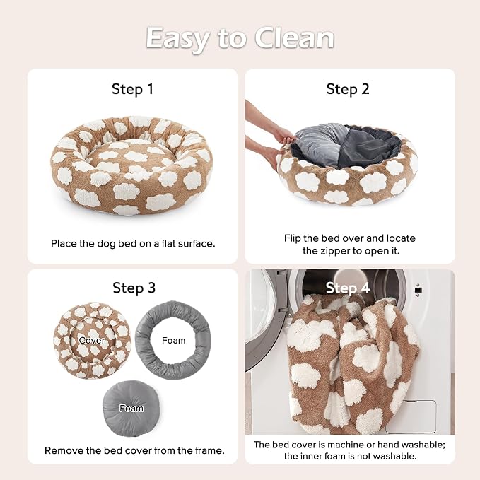 JOEJOY Donut Dog Bed Medium Size Dog, Cute Round Calming Pet Bed - Image 6