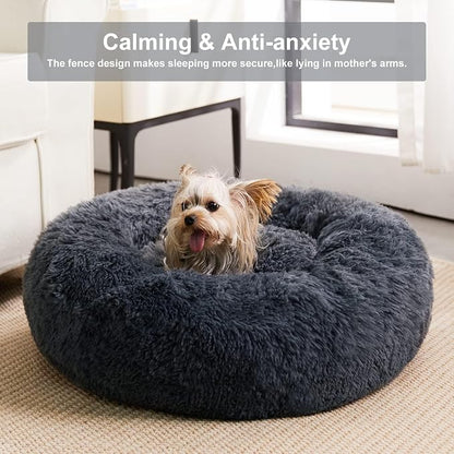 WNPETHOME Calming Dog Beds for Large Dogs, Anti-Anxiety Donut Pet Bed, Fluffy - Image 2